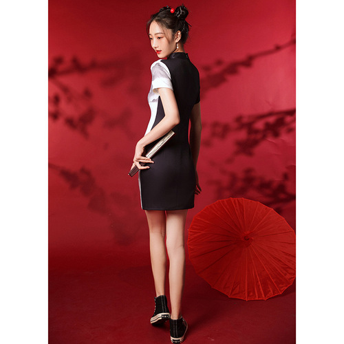 Restoring ancient waysRetro Chinese Dresses Qipao Side slit Asian Theme Party Cosplay Dresses for women girls  little girl modified new dress tide