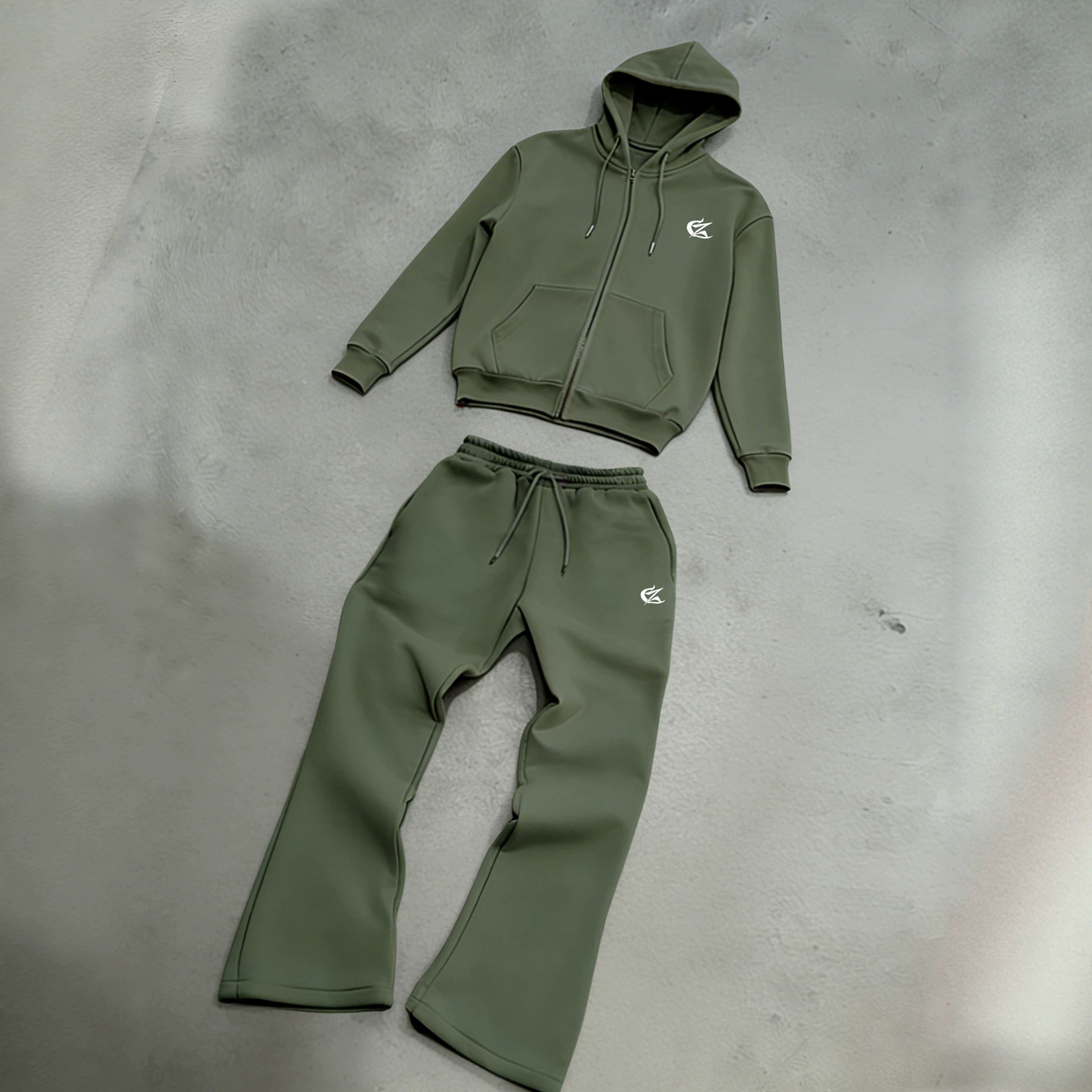 Vintage-Kapuzenpullover mit Print und Schlaghose für Herren – Unisex-Freizeitkleidung im Retro-Streetstyle_voghion.com