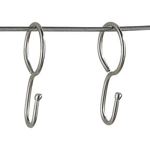 Metal Rod wire rope hanging live shower curtain with brain hook integrated molding accessories bright nickel curtain change track circle hook