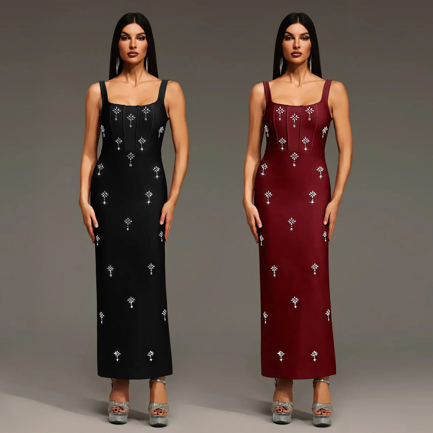 C7657 cross-border AliExpress Amazon Europa y América moda moda moda femenina temperamento elegante correa de hombro de perforación caliente vestido de espalda descubierta image 1