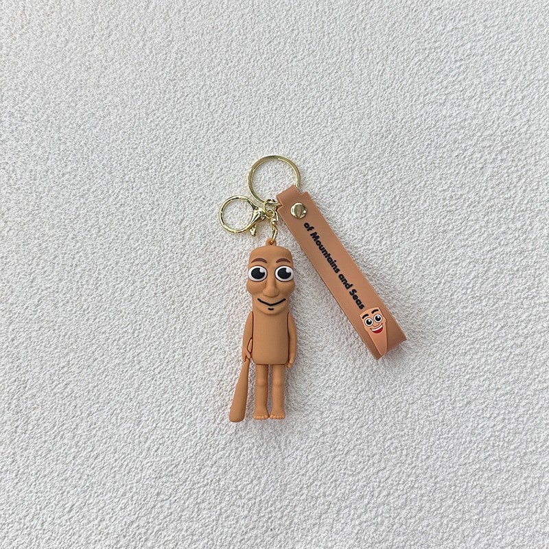 クリエイティブ漫画山と海の経典キーホルダーかわいい木の棒人間サメ海洋生物キーホルダーバッグペンダント卸売|undefined
