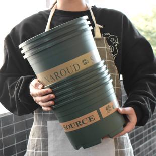 5Yj Wide-Mouth Gallon Plastic Flower Pot for Balcony Home Use, Suitable for Green Plants, Roses, and Succulents, with a Large Diameter, Thickened, and Breathable