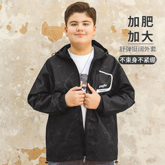 太った子供用ジャケット 男の子用特大サイズ 秋用ジッパーシャツ 中学生男子用トップス 大きいサイズ 長袖