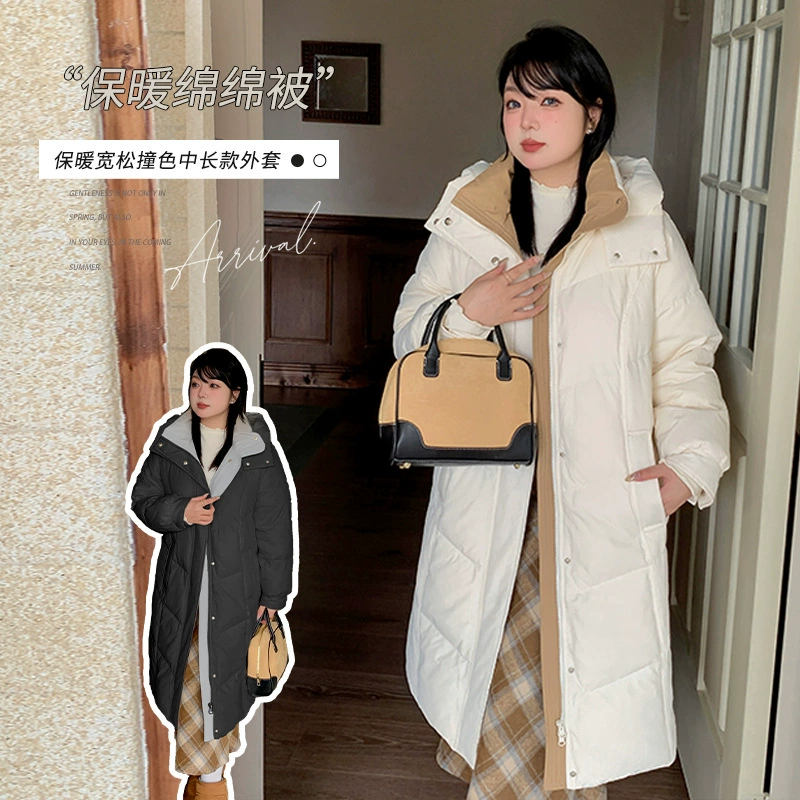 Теплая зимняя куртка-пуховик для полных женщин, цветная, средней длины, приталенная, новая модель 411877