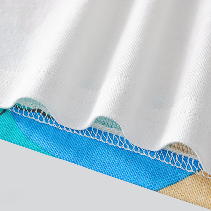 Ropa para niños europeos y americanos Camiseta de algodón puro 2024T Ropa para niñas y niños Cuello redondo de verano Camisa suelta para niños de manga corta Ropa para niños