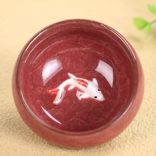 Ice-cracked Small Fish Cup, Tea Cup, Aroma-Testing Cup, Ceramic Teacup, Host's Cup, Kung Fu Home-Use Tea Bowl, Tea Set, Single Guest Cup