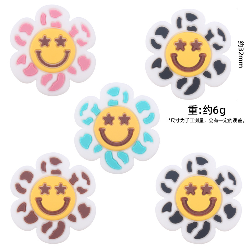 Nuevos suministros para bebés de dibujos animados flor Smiley cara mordedor creativo DIY bebé molar pezón cadena teether pequeños accesorios