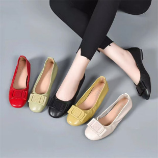 Shallow Mouth Single-layer Shoes Women's Special Small Size Simple 2025 New Style Genuine Leather Flat Shoes for Spring and Autumn