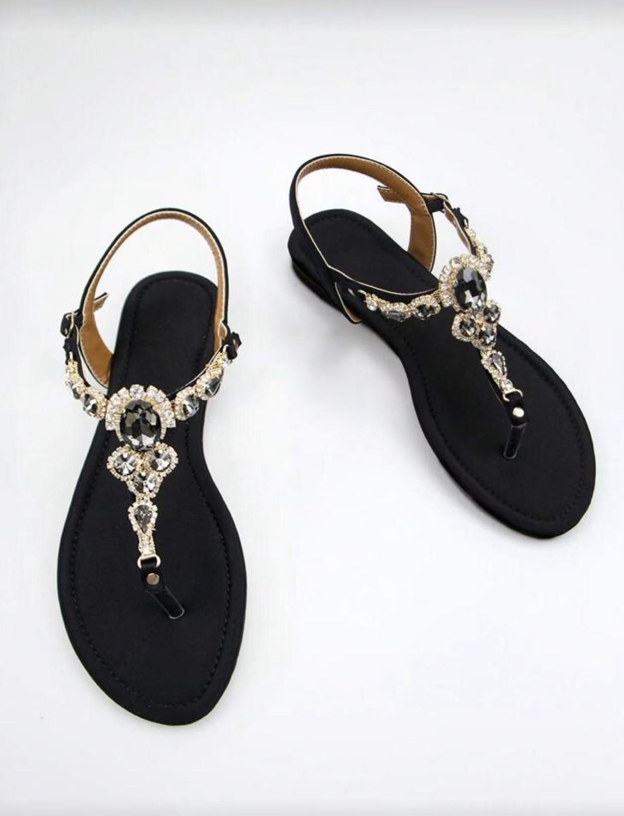 Sandalias africanas con pedrería dorada para mujer, chanclas de verano, pedrería resistente que no se desprenden, directamente de fábrica.