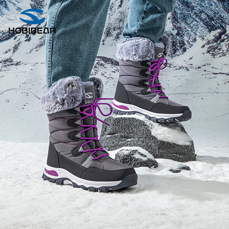 Hobibear Warm Wide Toe Shoes Winter Faux Velvet Sneakers Women's Shoes Mid-Top Short Boots Soft Sole Barefoot Shoes Direct Sale