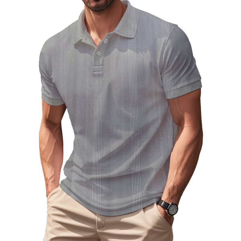 Camisas de polo europeas y americanas transfronterizas de verano de golf masculinas sueltas con solapas transpirables, mangas cortas