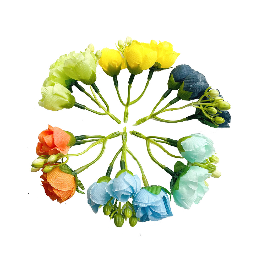 Simulación de 3 pinzas de rosas flores de brotes DIY pinzas de flores accesorios de ropa para la boda pared de flores props de fotografía ins guirlanda