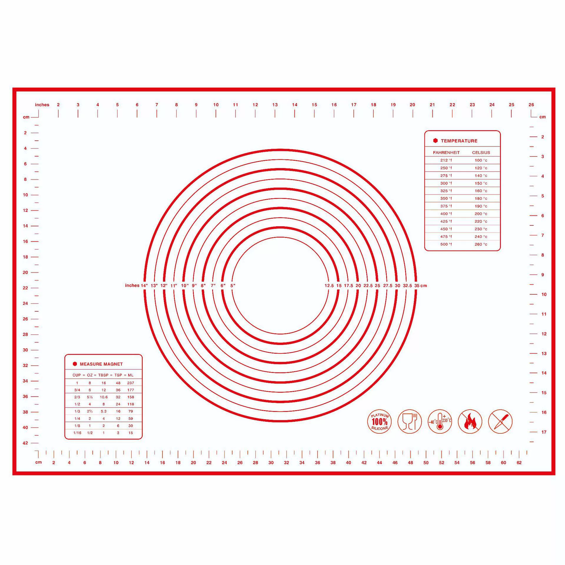 Silicone Kneading Pad, Baking/Rolling Cushion, Multiple Sizes 30×40–60×80 cm, 0.35 mm