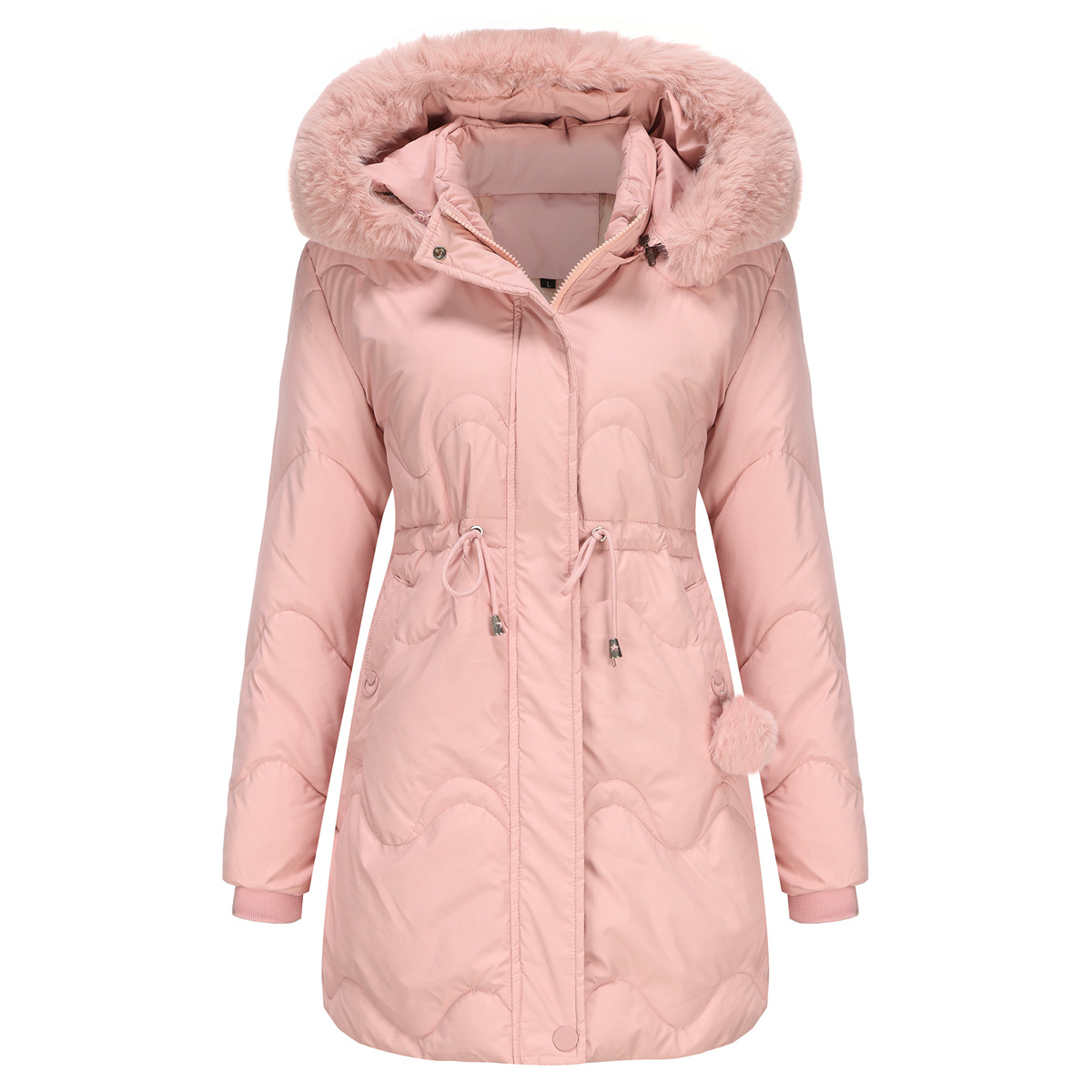 Damenbekleidung Neue Damen-Baumwollkleidung Abnehmbare Mütze Wolle Herbst und Winter Warme Parkajacke Abnehmbare Kapuze Mittellange Jacke für Damen_voghion.com