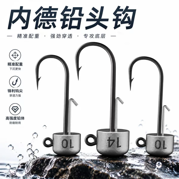 Lure Fishing Lead Head Hook, Worm-Like Lure with Barbed Hook, Black Pit Floating Shrimp Soft Bait, Bass and Pike Micro Lead Bait