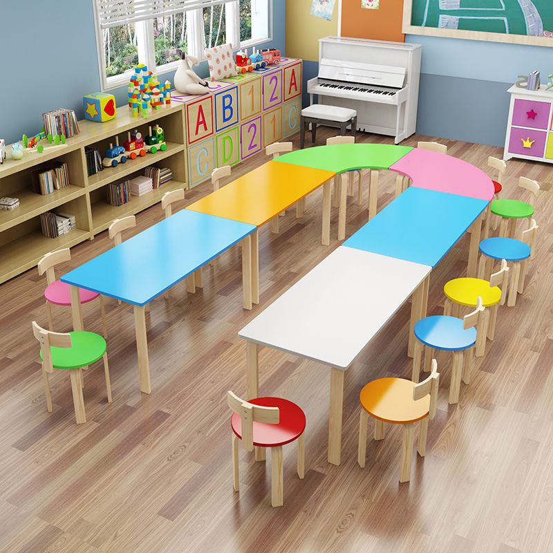 Solid Wood Kindergarten Children's Painting Art Table Tutoring Training Class Picture Book Library Care Class Primary School Students' Desks and Chairs