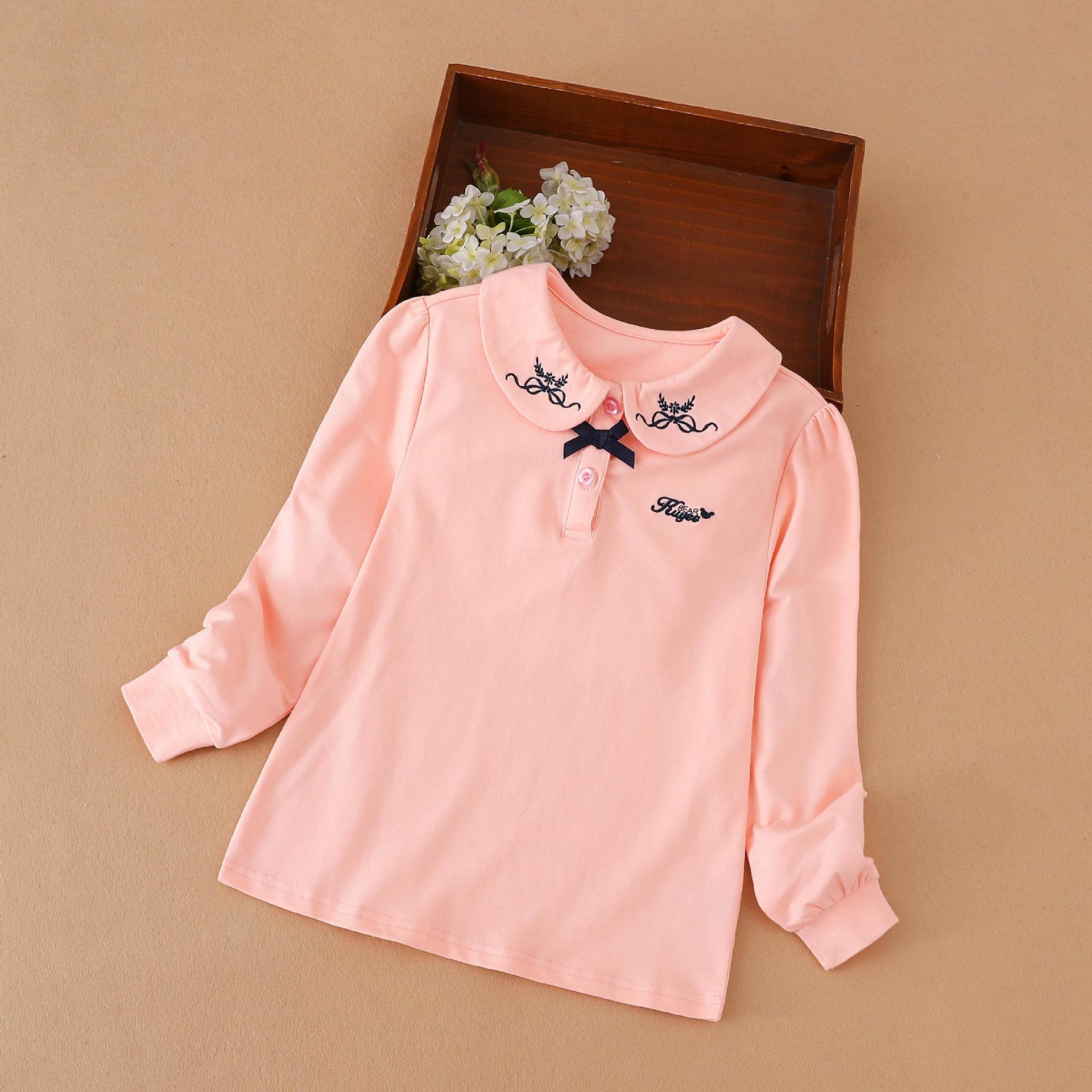 Girls' long-sleeved autumn and spring new sweet top, children's school style collared undershirt, girls' casual children's clothing