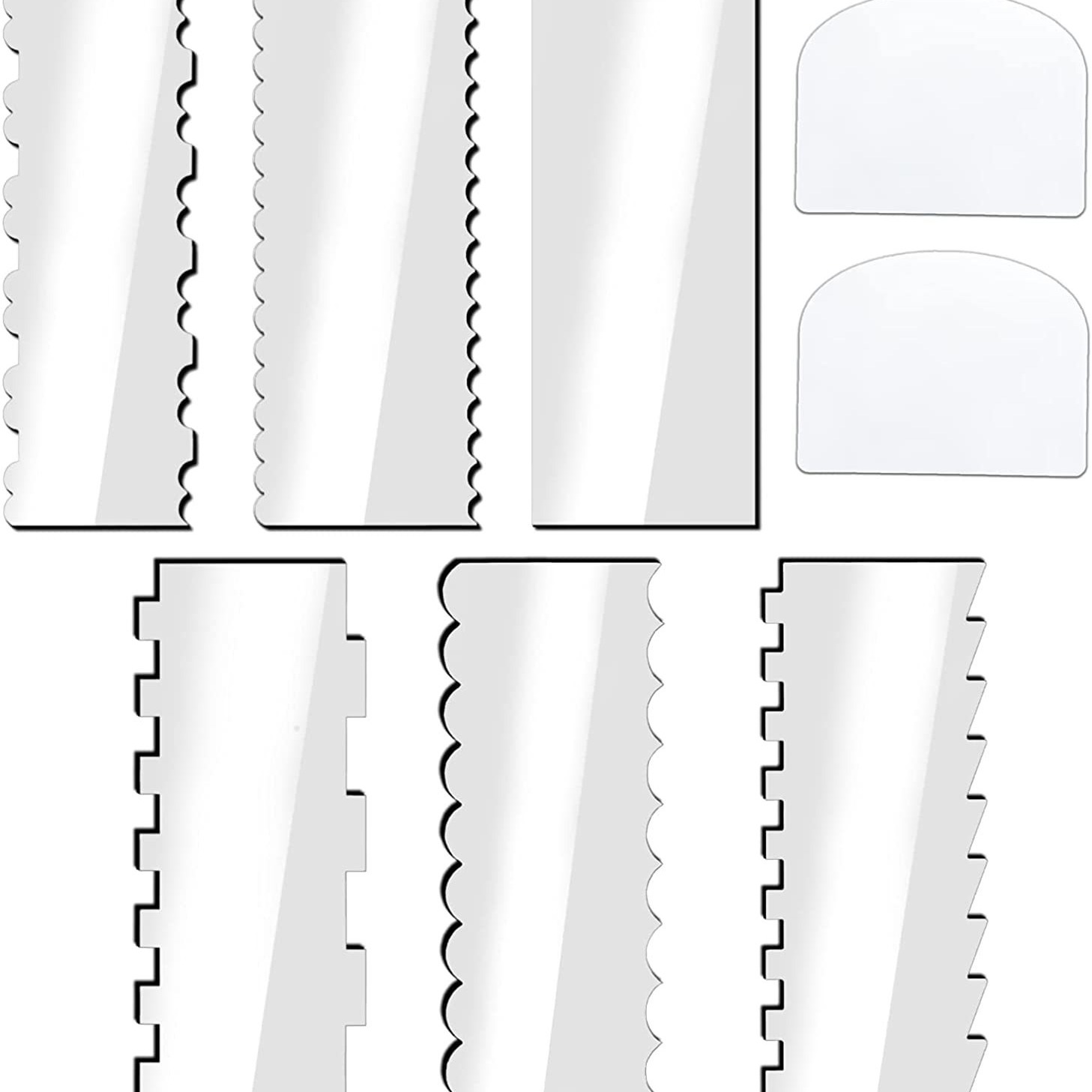 8件透明亚克力蛋糕刮刀 蛋糕装饰轮廓梳子蛋糕刮刀平滑器烘焙工具