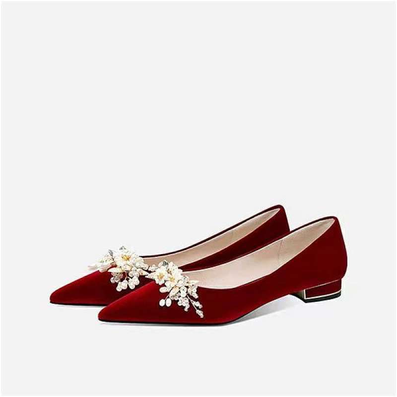 Wedding Shoes for Women, Flats-Bottomed Xiuhe Wedding Dress, Two-Wear 2025 New Red Bridal Shoes for Pregnant Women, Not Tired Feet