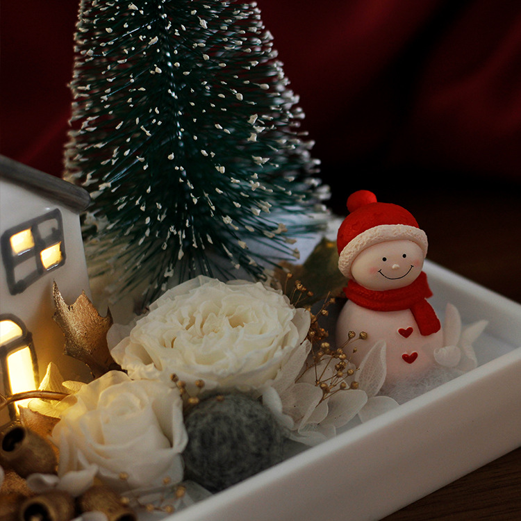 Regalo de Navidad flor eterna árbol de Navidad Rosa tren regalo de cumpleaños para la novia acrílico flor seca