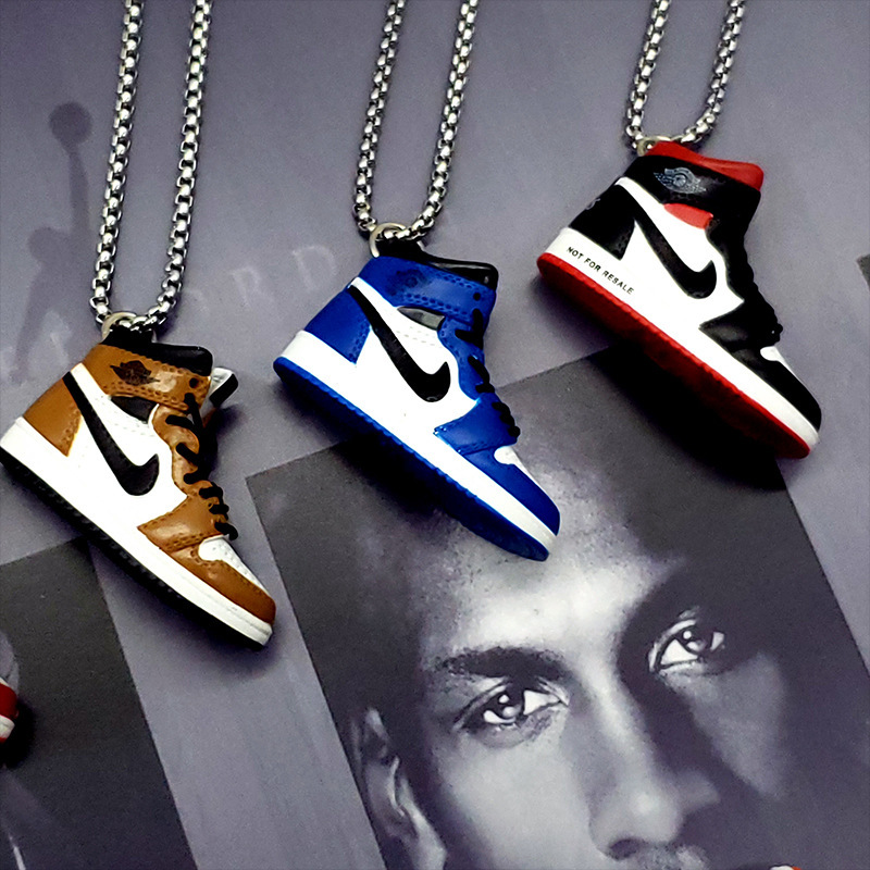 AJ Shoe Model AJ Necklace 3D Small Basketball Shoes Keychain Sports Pendant Jordan Fashion Pendant Jewelry