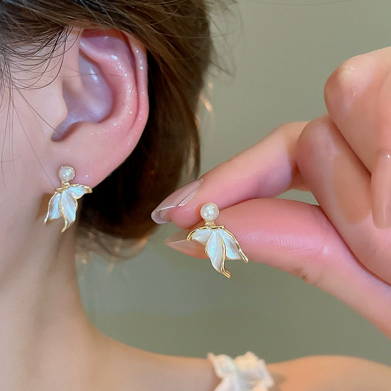 Серьги Baoyu bow & flower коллекция, французский лёгко-люкс стиль с жемчужной отделкой