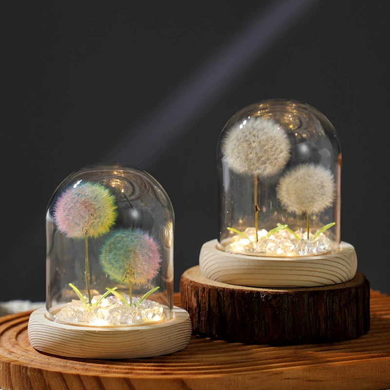 Ночник одуванчик бессмертный сушеный букет украшения для рабочего стола подарок на день рождения для одноклассников, подруг, подарки на день учителя