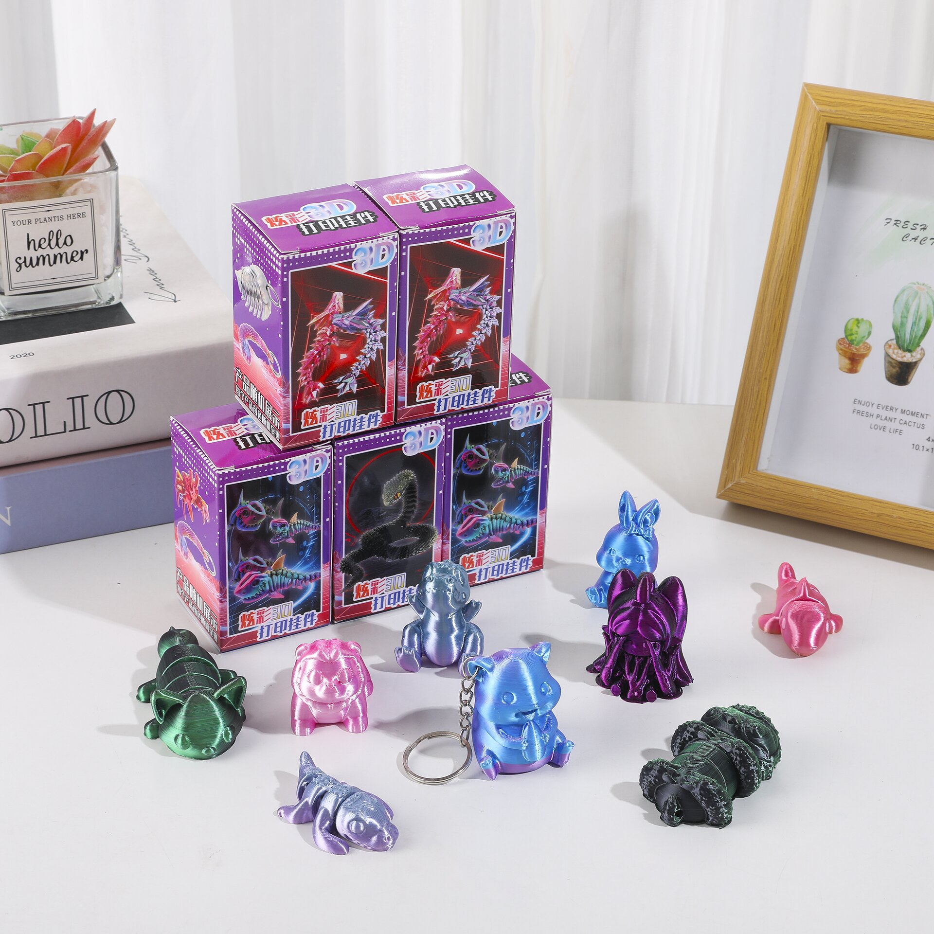 B colgante de impresión 3D colorido, caja ciega, decoración artesanal, articulaciones hechas a mano creativas, juguetes de descompresión móviles