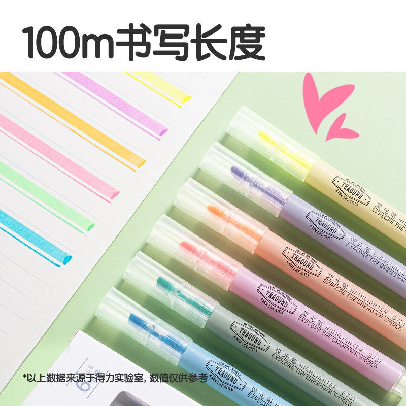 s624 Deli Single Head Boxed 6 Color Highlighter Student Key Marking Pen Marking Pen Color Writing Pen Marking