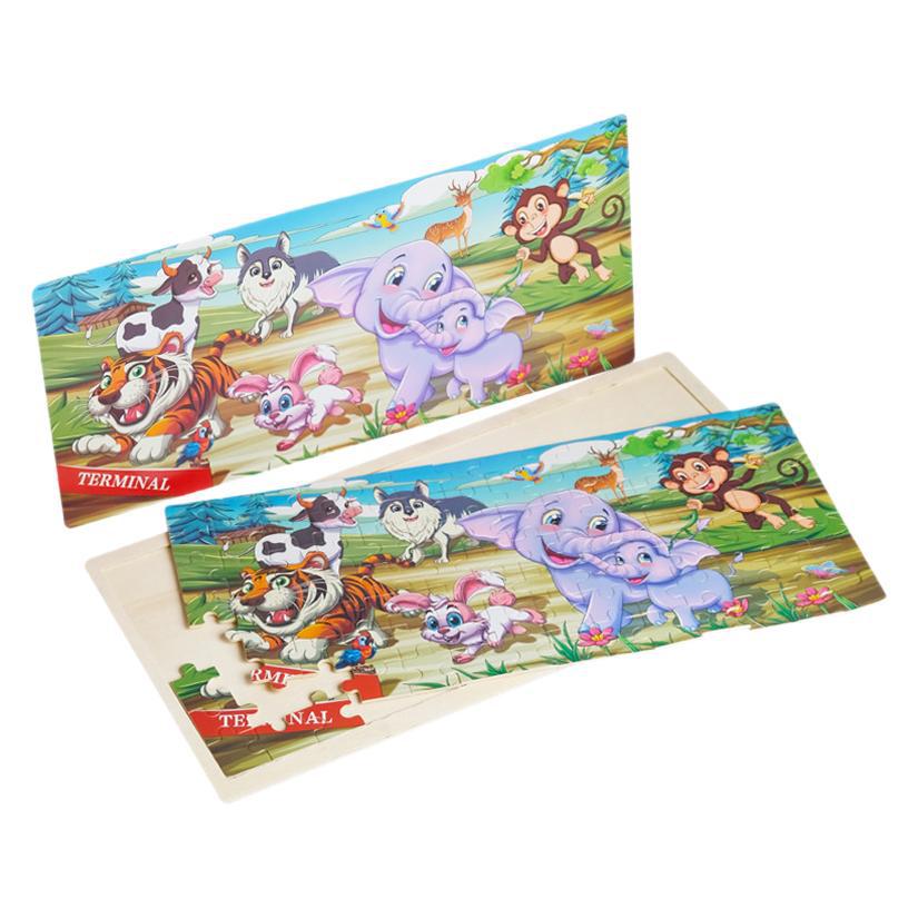 Borde de troncos 98 piezas de rompecabezas rompecabezas original 3 años niño animal dibujos animados plano rompecabezas educación temprana madera