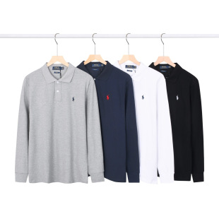 1 Cross-Border Export High-Quality Rl Pony Lapel Long-Sleeved Polo Shirt Sweatshirt for Men and Women, Business Ready for Delivery