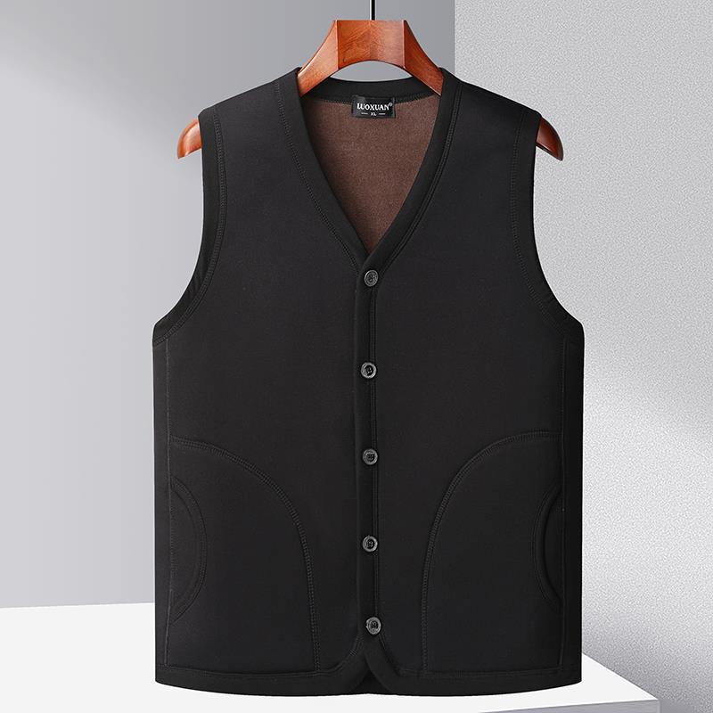 中高年の馬甲男秋冬の大きいサイズのコート冬の老人の綿の肩のお父さんの服とベルベットの厚いベストの馬の挟み|undefined
