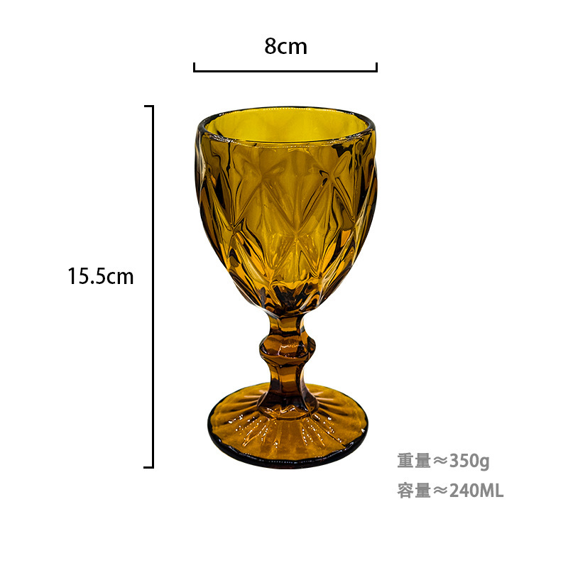 Gran por mayor transfronterizo vasos de vino en relieve europeos tazas de vidrio de colores tazas de bebida de jugo de frutas espesadas tazas de leche de boda tazas de pies altos