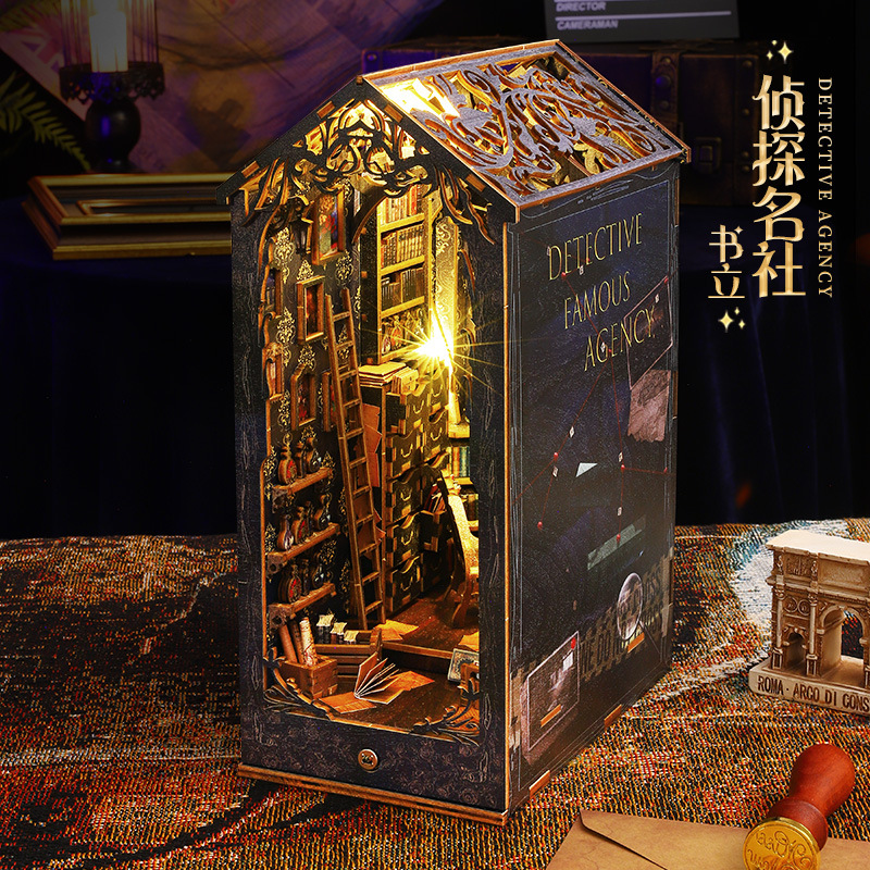 Jiate DIYHut SL07 Detective Club Hand-assembled Three-dimensional Book Stand Model Ornaments Creative Birthday Gift