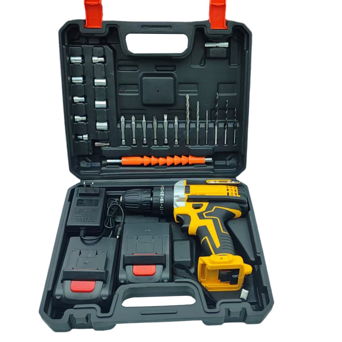 FUENTE Fábrica 21V taladro eléctrico Taladro eléctrico de litio multifuncional de tres funciones taladro de impacto destornillador eléctrico transfronterizo exclusivo