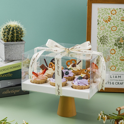 Cupcake packaging box, cup muffin cup, children's day heightened dessert box 6/9/12 pieces transparent packaging box