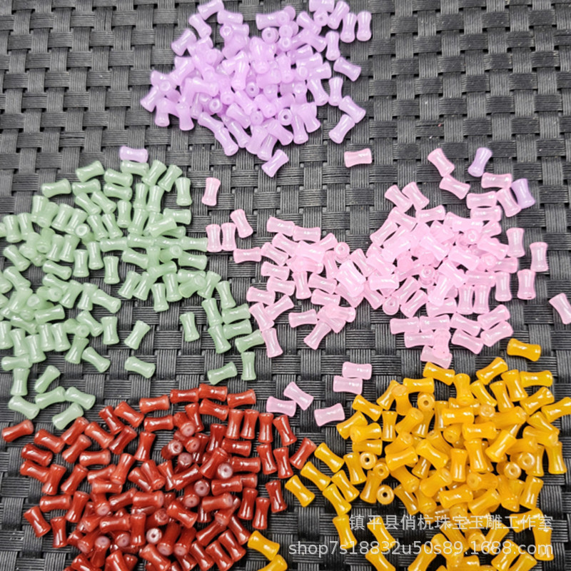Imitation Red Agate Bamboo Joint Imitation Jade Loose Beads Imitation Aventurine Yellow Dragon Jade Purple Pink Joint Beads