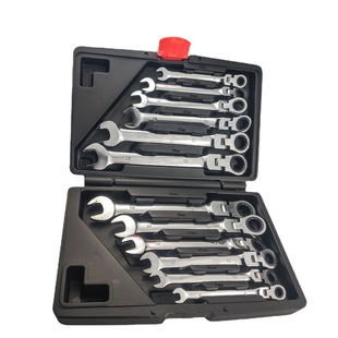 Movable head fixed head dual-purpose ratchet wrench machine repair 12pc auto repair multi-purpose open adjustable wrench suit