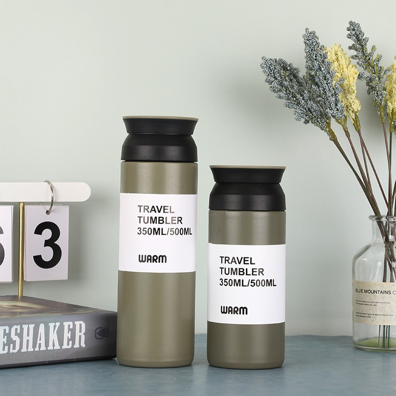 Taza creativa de acero inoxidable 304 con mango aislado portátil para café y agua Amazon