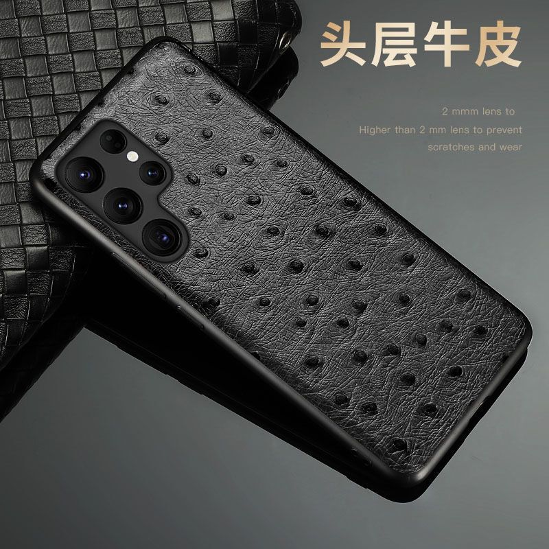 For Samsung S22 S21fe S10Plus ostrich real leather Note20Ultra phone case 5