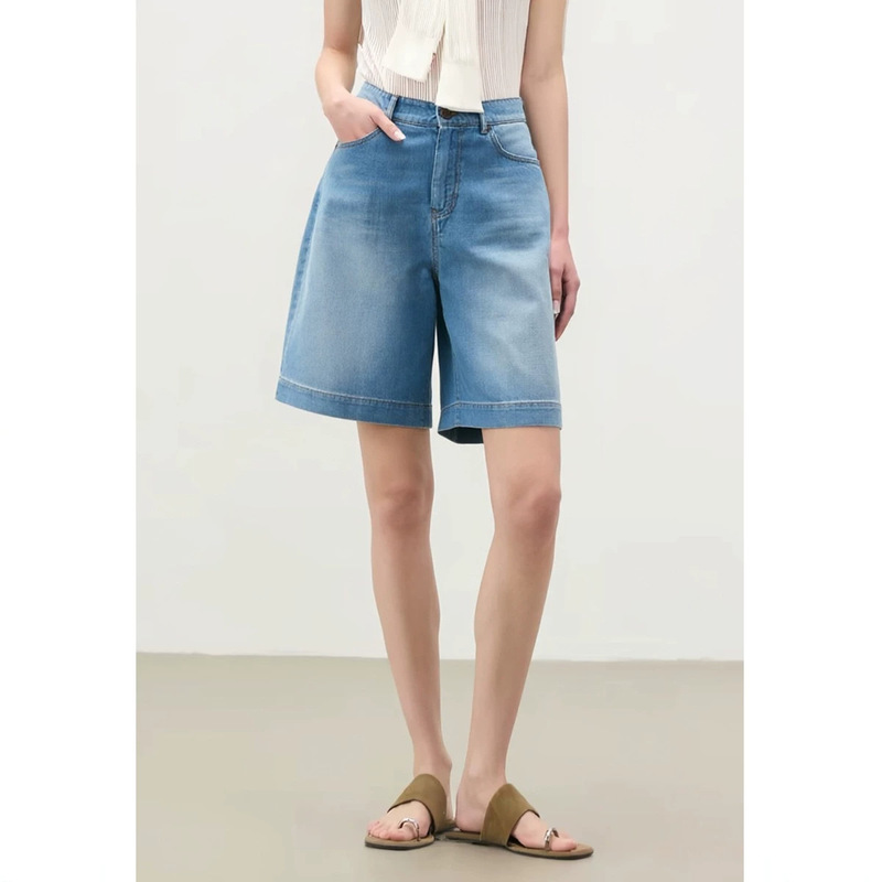 Max Bermuda Shorts 26 Summer New Style Simple Retro High-Waisted Slimming Denim Shorts for Women 9671 Four Yuan Max Bermuda Shorts 26 Summer New Style Simple Retro High-Waisted Slimming Denim Shorts for Women 9671 Four Yuan