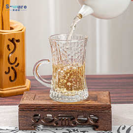二两白酒杯带把啤酒杯高颜值玻璃杯简约家用水杯小号复古洋酒杯子