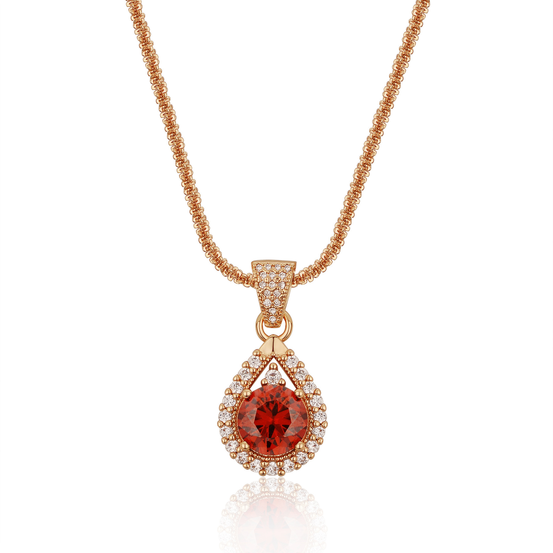Collier X52 3 carats champagne or rouge grenade [avec chaîne gypsophile]