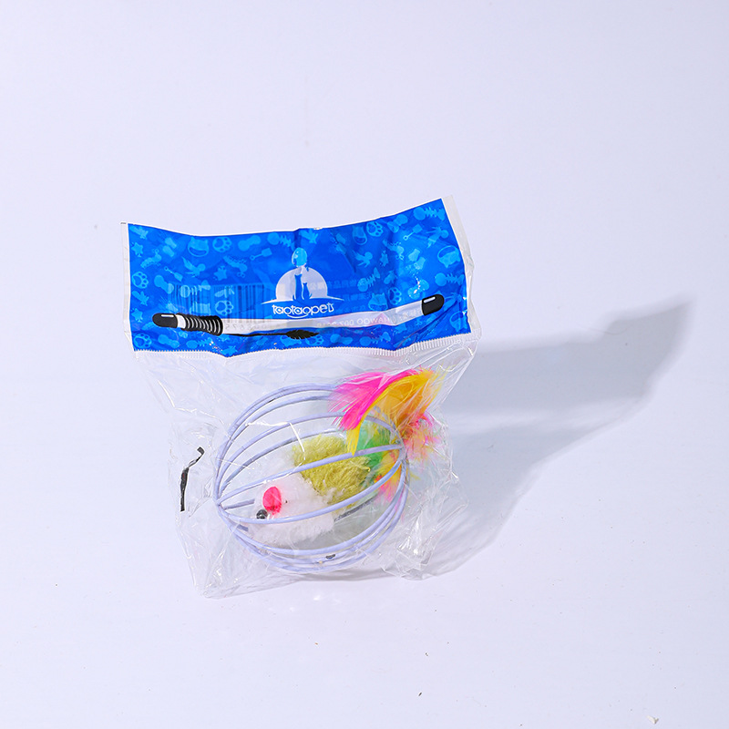 Amazon gato bola jaula ratón juguete al por mayor divertido gato cero bola gatito auto-Hola esférica felpa suministros para mascotas