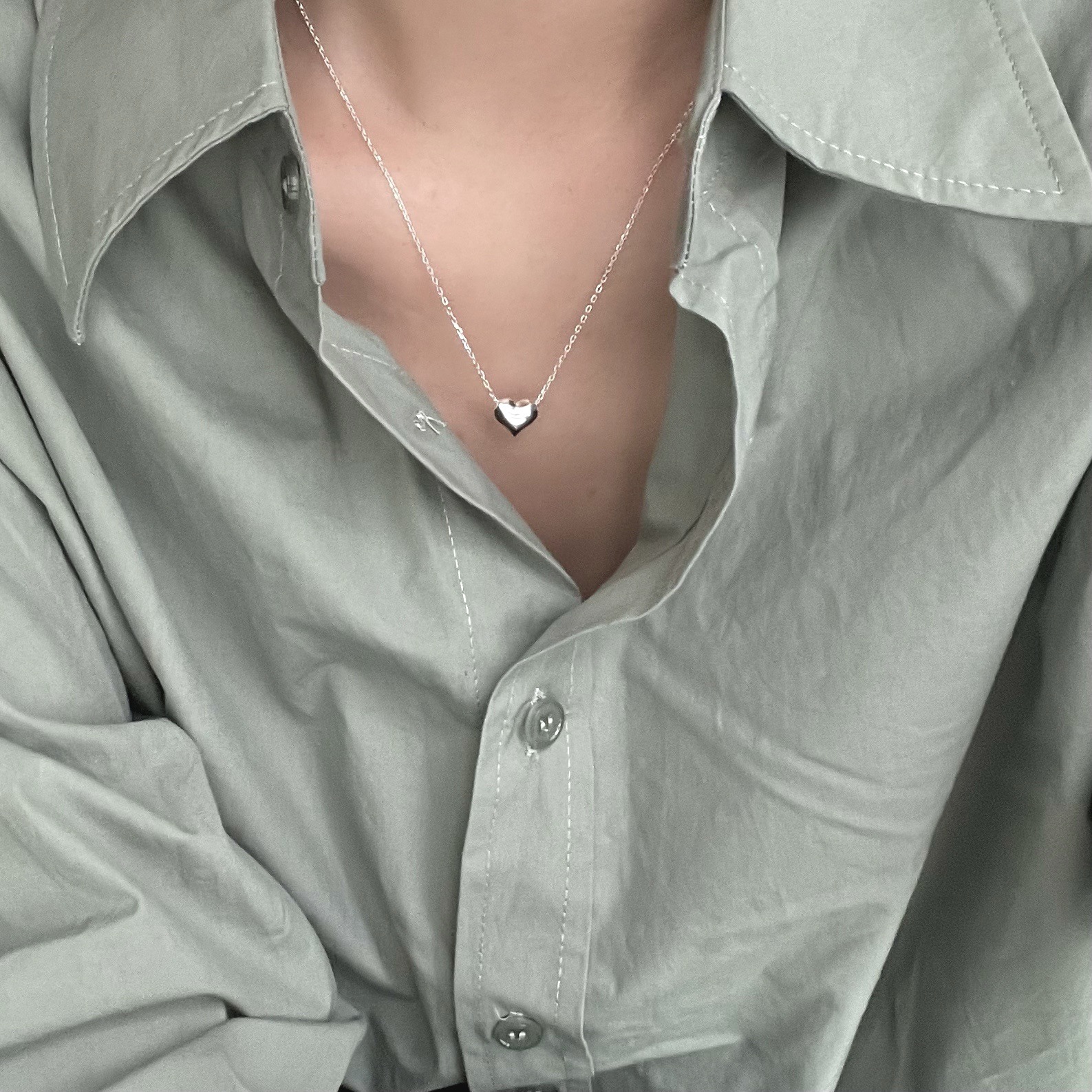 4g Weight Pendant Necklace Classification 925 Sterling Silver Cable Chain Heart Shape Pendant Necklace