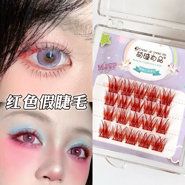 Red false eyelashes