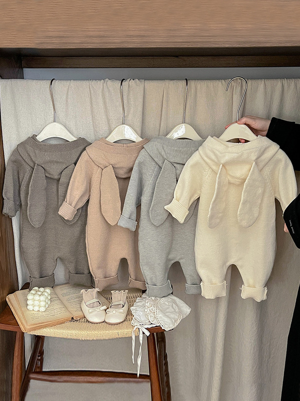 婴儿哈衣秋装连体衣可爱超萌毛衣连帽爬服男女宝宝洋气柔软外出服|undefined