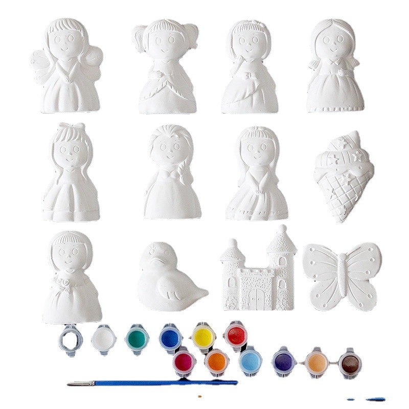 Para colorear yeso muñeca graffiti pintura juguetes educativos jardín de infantes creativo DIY producción yeso pintura de cerámica