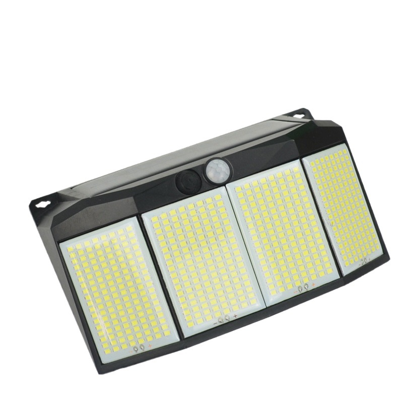 Solar al aire libre impermeable Cuerpo Humano inducción lámpara de pared de cuatro lados luminoso 576led solar lámpara de jardín
