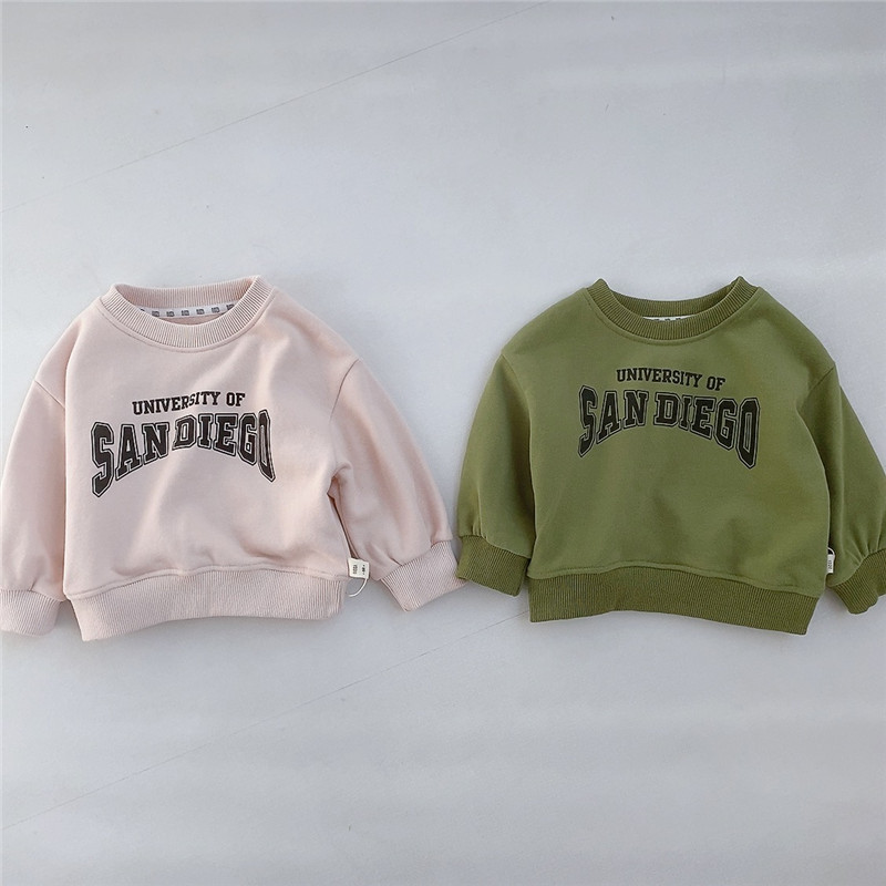 Suéter de las niñas primavera estilo coreano ropa para niños ropa de primavera bebé de manga larga carta Top Boy ropa de primavera bebé image 3